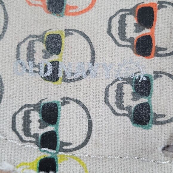 💜Old Navy Tan Canvas Raw Hemline Skull Print Flip Flops Youth Size 6 - Picture 5 of 5